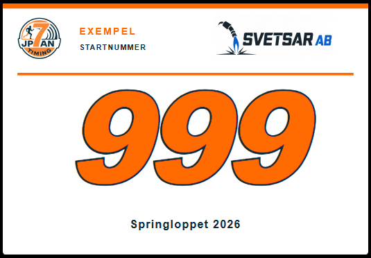 Exempel på nummerlapp i storleken 210x148mm